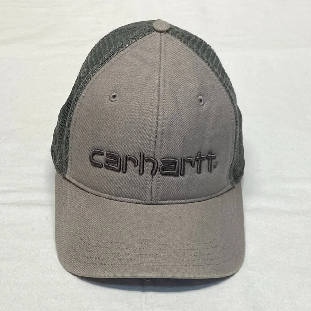 Carhartt Embroidered Logo Grey Green Mesh Trucker Snapback Hat Cap Unisex OS